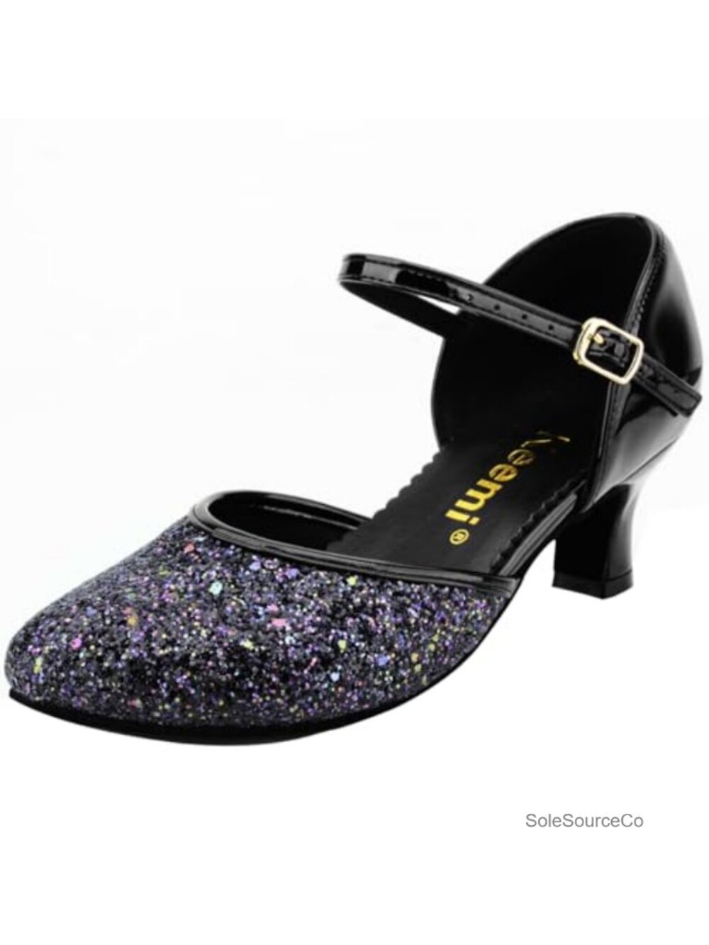 Keemi 1920s Sequin Ballroom Dance Pumps Low Heels Suede Sole Latin Tango